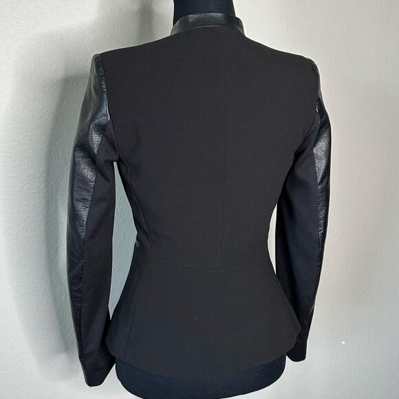 H&M Women’s Faux Leather And Fabric Blazer Black Size 2 - Picture 3 of 8